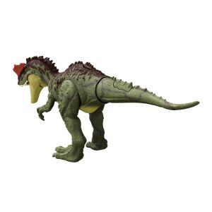 Jurassic World Massive Action Dinosaur Yangchuanosaurus, zöld és barna dinoszaurusz játékfigura vörös tarajjal, oldalnézet - Mattel