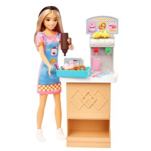 Barbie Skipper First Jobs Snack Bar Lalka zestaw ze Skipper, barem z przekąskami i akcesoriami - Mattel Baba