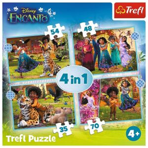 Trefl 4 az 1-ben Disney Encanto Lumea Magica kirakós, 4 különböző kirakós Mirabellel, Brunóval és a film többi szereplőjével - Trefl Puzzle