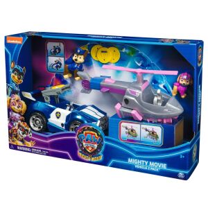 Paw Patrol Mighty Movie Jármű 2-es Csomag, Chase Rendőrautója és Skye Helikoptere, játék autó és helikopter szett - Spin Master