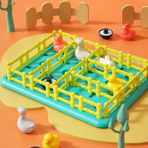 Happy Farm Edukacyjna Gra Puzzle, logiczna gra z puzzlami dla dzieci przedstawiajáca scené farmy z ánió³kami i ogrodzeniami - Hola