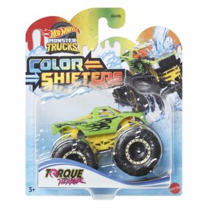 Hot Wheels Monster Trucks Color Shifters Torque Terror 1:64 méretarányú szörnykamion, hideg és meleg vízben változtatja színét - Mattel