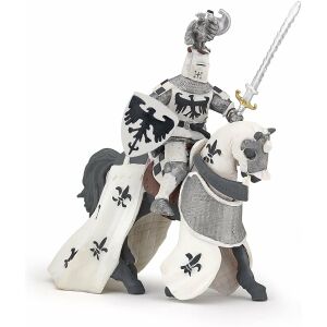 Papo Lovag Fehér Tollal Figurina, Középkori Lovag Lóháton, Játék Szett Gyermekeknek - Papo