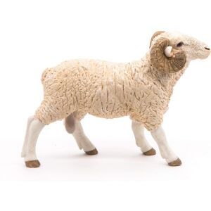 Papo Kos Figurina, valósághű farmi állat játék, fehér bárány nagy szarvval, részletes modell - Papo Figura