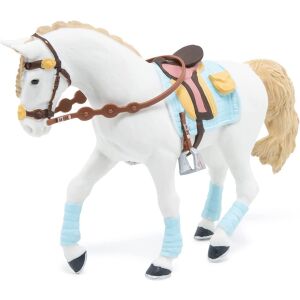 Papo Figurina, Fehér Ló Kék Nyereggel és Kantárral, Lovas Szobor - Papo Figura