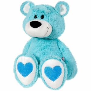 Син плюшен мечок с петна във формата на сърце на лапите, 45cm, Andry - Mercaton Плюш