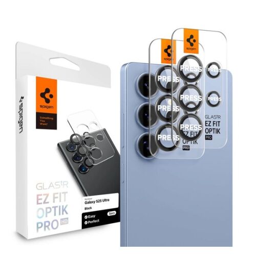 Spigen Optik Pro HD kamera lencsevédő Samsung Galaxy S25 Ultra telefonhoz, fekete, 2 darabos