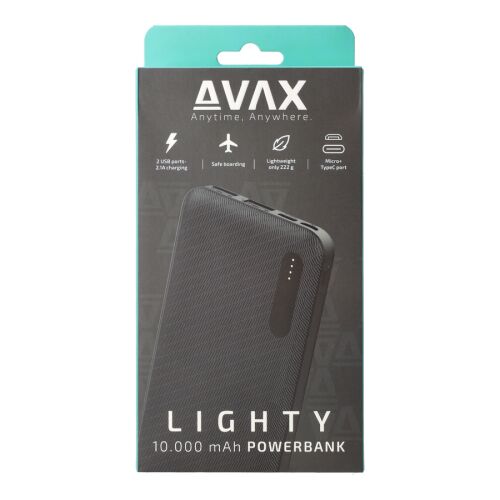 AVAX PB104B LIGHTY 10.000mAh USB-C külső akkumulátor, fekete