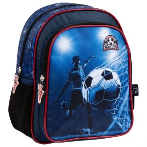 Futball Hátizsák Vorderansicht, dunkelblauer Fußballrucksack mit Fußballspieler-Design - Derform