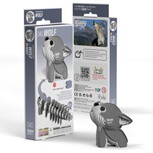 EUGY 3D Wolf Puzzle Kit mit Verpackung. Umweltfreundliches Kartonkonstruktionsspielzeug. - Eugy