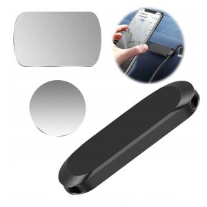 Mágneses autós telefontartó, 2 fémlemez mellékelve, oldalsó kábeltartó, 7 x 2,2 cm, fekete