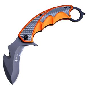 Claw Foxter CS GO Karambit összecsukható kés, 20 cm, narancs és szürke, rozsdamentes acél - Foxter