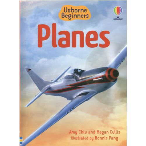 Usborne Beginners Planes könyvborító, vintage repülőgép illusztrációval - Idegennyelvű könyv