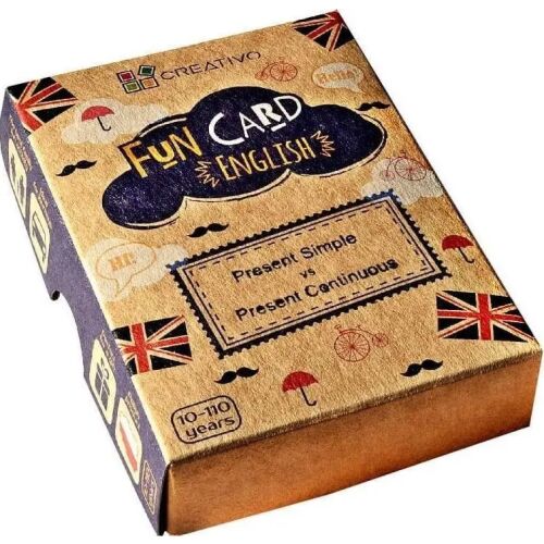 Creativo Fun Card English: Present Simple vs Present Continuous - Joc de cărți pentru exersarea gramaticii
