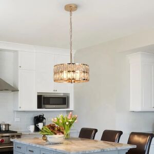 Полилей Greelustr 3003-J, стоманен + кристален полилей, златист, подходящ за коридор, кухня, хол, спалня 125905183 - Лампи и осветление