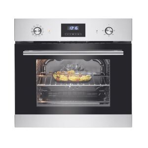 Bomann EBO7911IX beépíthető sütő étellel benne, rozsdamentes acél, fekete üveg - Bomann