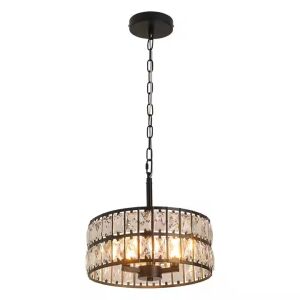 Greelustr Kronleuchter 3003-H, Stahl+Kristall Kronleuchter, golden, geeignet für Flur, Küche, Wohnzimmer, Schlafzimmer, schwarz 125905687 - GreeLustr