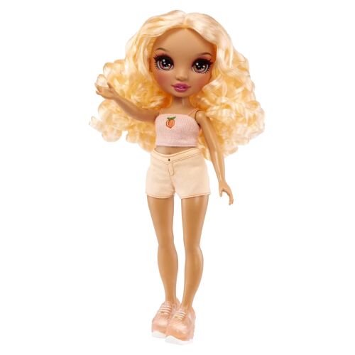 Rainbow High Georgia Bloom Puppe, Modepuppe mit Pfirsichmotiv und blonden Locken