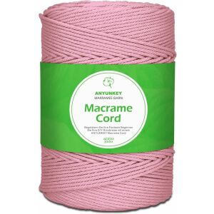 Makramé rolka na ručné práce ANYUNKEY, bavlna, ružová, 400 m x 3 mm 125913319 - Umenie&Hobby