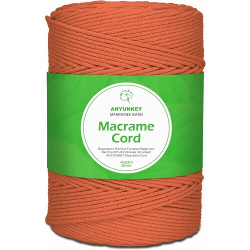 Anyunkey makramé kézműves tekercs, pamut, narancssárga, 400m x 3 mm 125913322