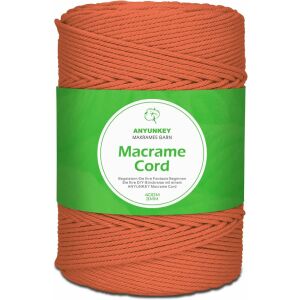 Anyunkey Makramee-Bastelrolle, Baumwolle, Orange, 400 m x 3 mm 125913322 - Kunst & Hobby