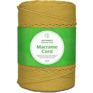 Ролка за макраме Anyunkey, памук, цвят горчица, 400 м x 3 мм 125913332 - галантерия