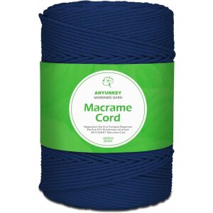 Makramé rolka na ručné práce ANYUNKEY, bavlna, tmavomodrá, 400 m x 3 mm 125913339 - Umenie&Hobby