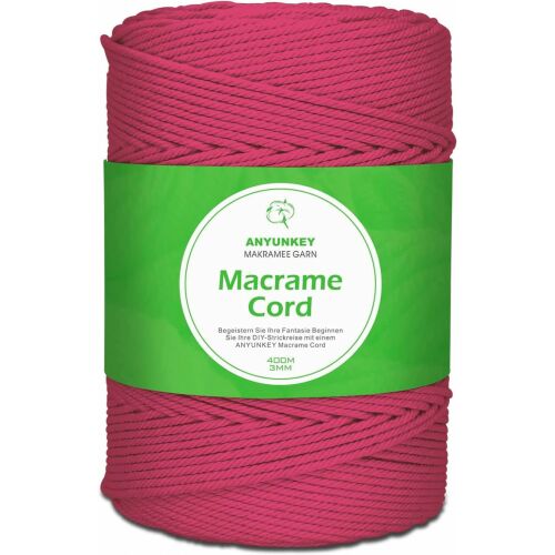 Rola de macrame pentru mestesuguri ANYUNKEY, bumbac, cyclam, 400m x 3 mm 125913358