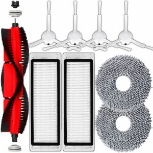 Set 9 accesorii NewEvo compatibile cu Xiaomi Roborock S10+, X10, X10+, X20+, Dream F9, 1C, 2C, 1T, 1 perie tambur, 4 perii laterale, 2 filtre Hepa, 2 mop de microfibra