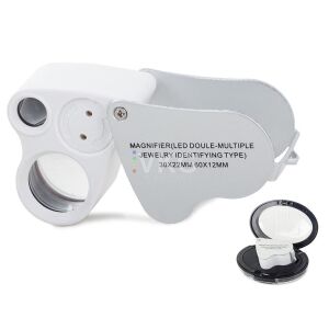 Ékszer zseb nagyító összecsukható 30x 60x nagyítás, Led fénnyel, alumínium ház