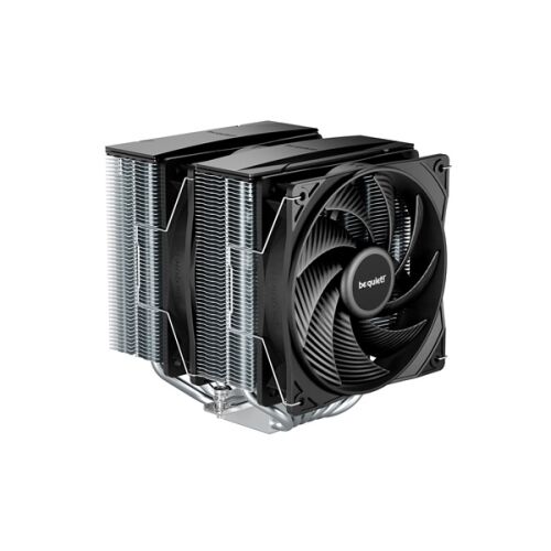 Be Quiet! PURE ROCK PRO 3 CPU hűtő, fekete, két ventilátor, ferde nézet