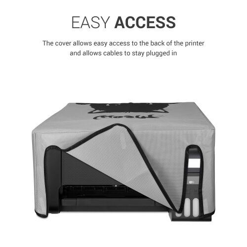 Kwmobile nyomtatóvédő burkolat Epson EcoTank ET-2820, ET-2810, ET-2812 modellekhez, szürke és fekete színben, nem szőtt anyagból, porvédelem, könnyű hozzáférés a nyomtató hátuljához