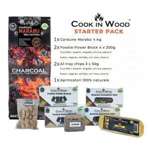 Pakiet startowy do palenia, worek węgla drzewnego Marabu 4000g, wióry prasowane 1600g, puszki aluminiowe, wióry drzewne 300g, worek zapalniczek 125916167 - Grillowanie i gotowanie na świeżym powietrzu