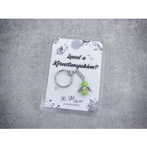 Leszel a Keresztanyukám zöld angyal medálos kulcstartó 125916459 - Ajándék kulcstartó