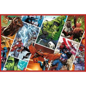 Marvel Avengers 2x200 Teile Puzzle von Trefl, mit einer Collage von Charakteren wie Hulk, Captain America, Iron Man und Thor - Puzzle & Rätsel