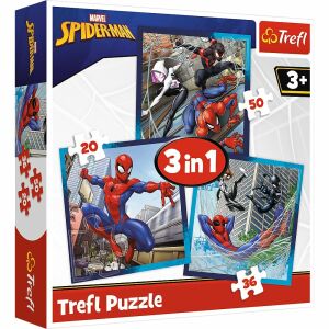 Puzzle Trefl 3 in 1 Disney Marvel Spiderman, 3 puzzle într-o cutie, 20, 36 și 50 de piese - Trefl Puzzle