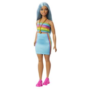Lalka Barbie Fashionista z platynowo-niebieskimi włosami i sportowym topem