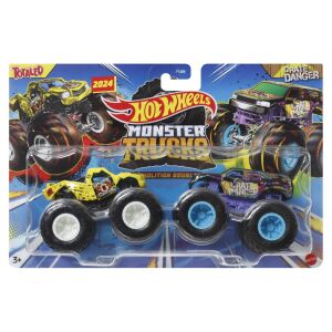 Hot Wheels Monster Trucks 2-os csomag, a Totaled és a Crate Danger szörnyeteg teherautókkal, 1:64 méretarányban - Mattel