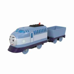 Thomas & Friends motorizovaný vlak Kenji s nákladným vagónom, modrá a fialová hračka pre deti - Mattel