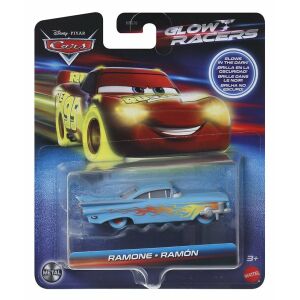 Disney Pixar Cars Glow Racers 1:55 méretarányú fém öntött játék autó, Ramon, világít a sötétben - Mattel