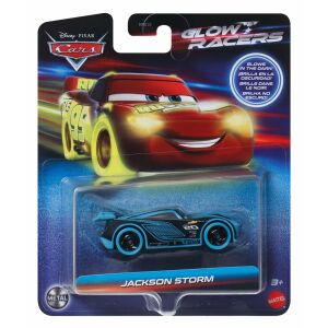 Disney Pixar Cars Glow Racers Jackson Storm 1:55 méretarányú fém öntött játék autó, világít a sötétben - Mattel