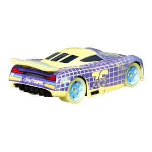 Disney Pixar Cars Will Rusch Glow Racers 1:55 model auta z tlačeného kovu, fialová a žltá, pohľad zozadu - Mattel