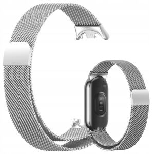 Karkötő Xiaomi Mi Band 8 / Xiaomi Mi Band 9 készülékhez, mágneses csattal, ezüst