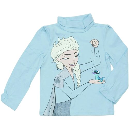 Frozen Elsa mintás garbó lányoknak, világoskék - Gyerek hosszú ujjú póló