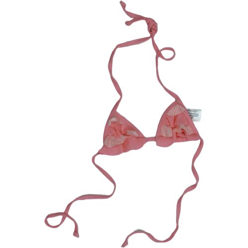 Rózsaszín bikini felső fehér kockás mintával és fodrokkal - Overkids