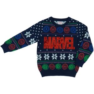 Marvel Avengers Strickpullover für Kinder, Blau mit rotem Marvel-Logo - Pullover für Damen