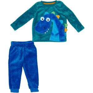 Dinosaurier-Pyjama-Set für Jungen, blauer und grüner Fleece-Pyjama mit Dinosaurier-Druck - Nutmeg
