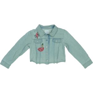 Overkids jasna niebieska kurtka jeansowa z naszywkami 'Kiss my patch' i ananasem - Kurtka damska