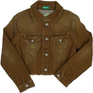 Jachetă denim maro pentru fete Benetton, stil scurt - Îmbrăcăminte pentru femei