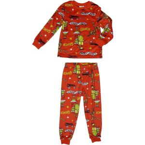 Коледни пижами Grinch за деца, червено и зелено, размер 104 - Мода и обличане